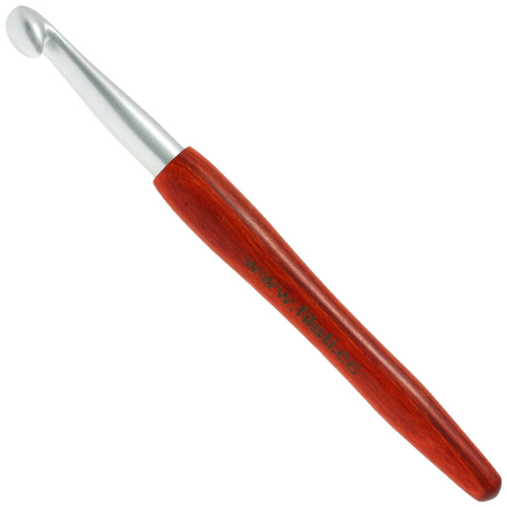 Lana Grossa Aguja de ganchillo aluminio con mango de diseño de madera Signal No. 10,0