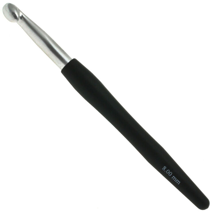 Lana Grossa Aguja de ganchillo con mango suave/aluminio No. 8,0