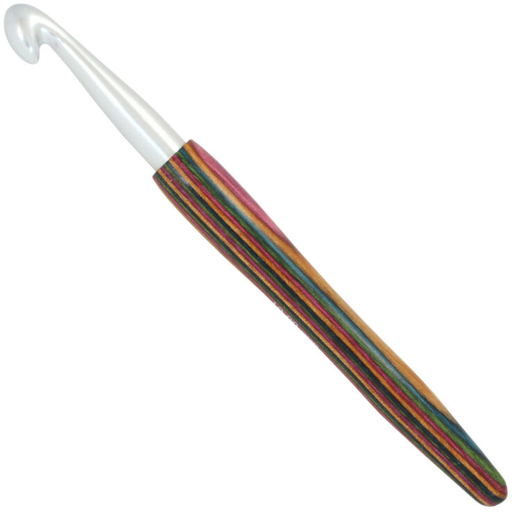 Lana Grossa Aguja de ganchillo aluminio con mango de diseño de madera Color No. 10,0