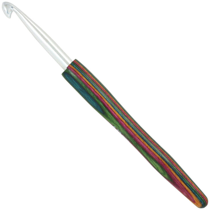 Lana Grossa Aguja de ganchillo aluminio con mango de diseño de madera Color No. 6,5