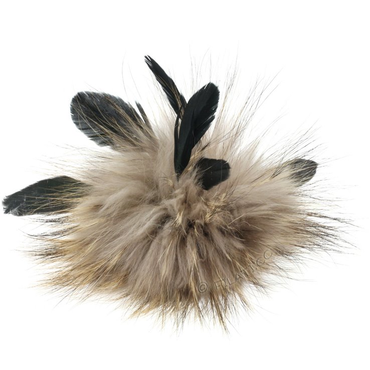 POMPON DE PIEL Finnraccoon con plumas | 751-palo de rosa