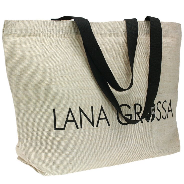 Bolso de compras de yute | 01-naturaleza/negro