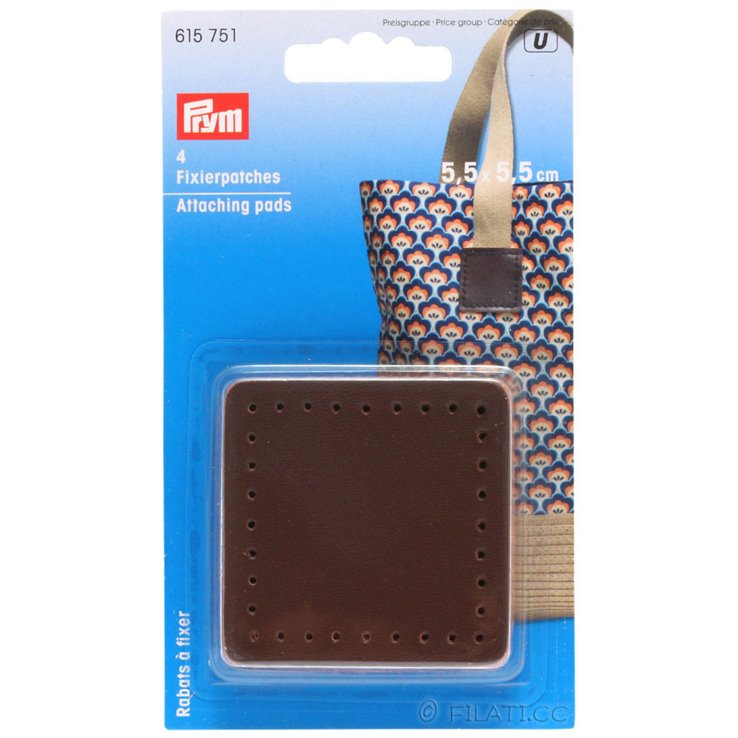 Parche adhesivo para asa de bolso 55x55mm | 615751-marrón