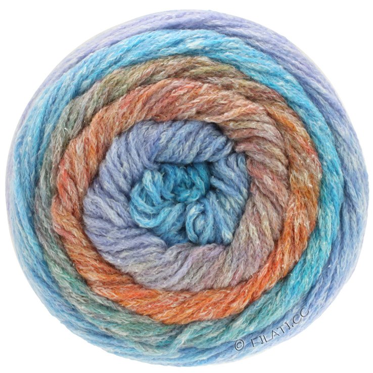 Lana Grossa AMOROSO | 11-turquesa/lila/salmón/gris verde