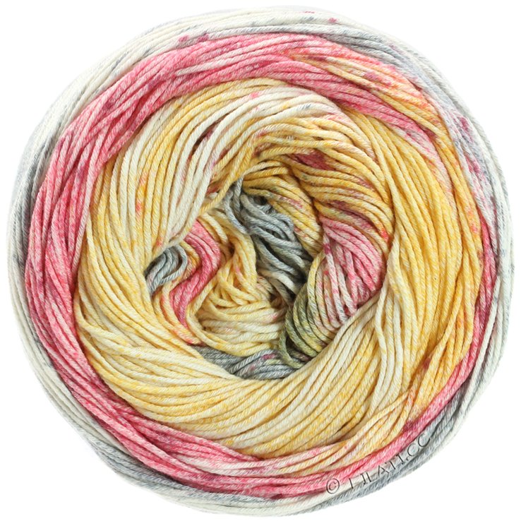 Lana Grossa ARUBA (Linea Pura) | 01-gris/rosa vívida/amarillo/color crudo