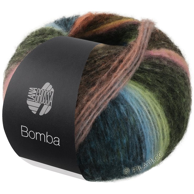 Lana Grossa BOMBA | 07-melocotón/verde blanco/verde claro/verde oscuro/octanaje gris/gris marrón/azul turquesa