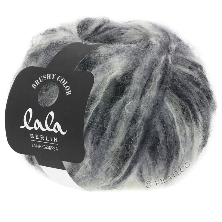 Lana Grossa BRUSHY Uni/Print (lala BERLIN) | 106-color crudo/gris claro/gris medio/gris oscuro/negro