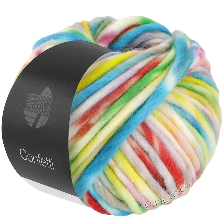 Lana Grossa CONFETTI Print | 06-lila/azul violeta/herrumbre/mostaza/color crudo/octanaje