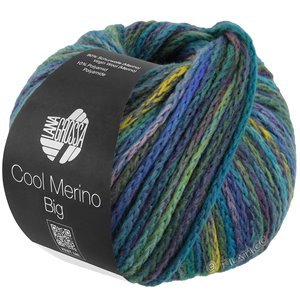 Lana Grossa COOL MERINO Big Color | 407-jade/octanaje/turquesa/beige rosado/berenjena/verde amarillento/real/gris azul