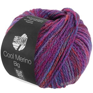 Lana Grossa COOL MERINO Big Color | 408-fucsia/violeta/gris azulado/azul humo/gris claro/azul/tomate
