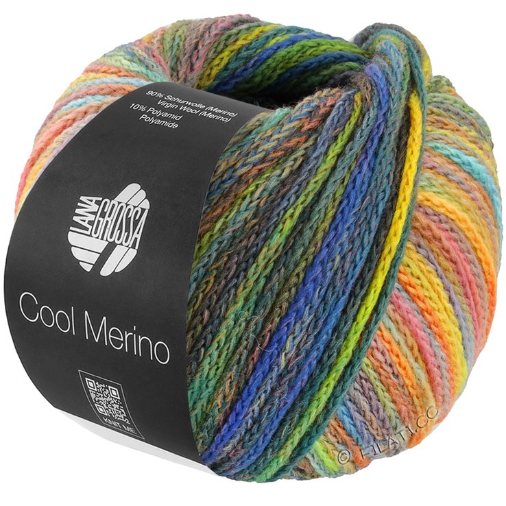 Lana Grossa COOL MERINO Color | 311-verde/amarillo/azul/octanaje/oliva oscuro/ocre/lila/rosa vívida