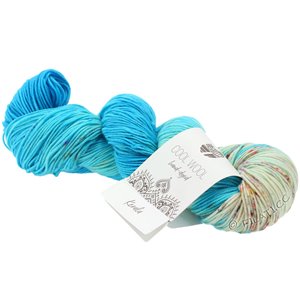 Lana Grossa COOL WOOL  Hand-dyed | 110-azul azur/azul claro/color crudo/fucsia