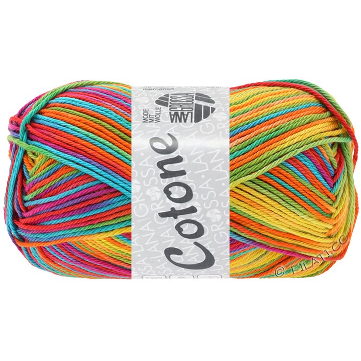 Lana Grossa COTONE Print/Spray/Mouliné | 306-amarillo/naranja/turquesa/verde/coral/violeta