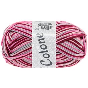Lana Grossa COTONE  Print/Spray/Mouliné | 327-rosa/rosa vívida/burdeos/gris claro