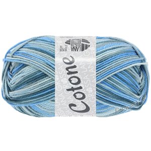 Lana Grossa COTONE  Print/Spray/Mouliné | 345-azul celeste/menta/gris azul/azul verde