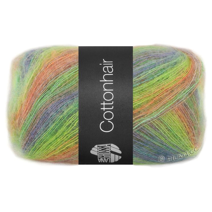 Lana Grossa COTTONHAIR | 102-naranja/verde/verde amarillento/azul violeta/gris marrón