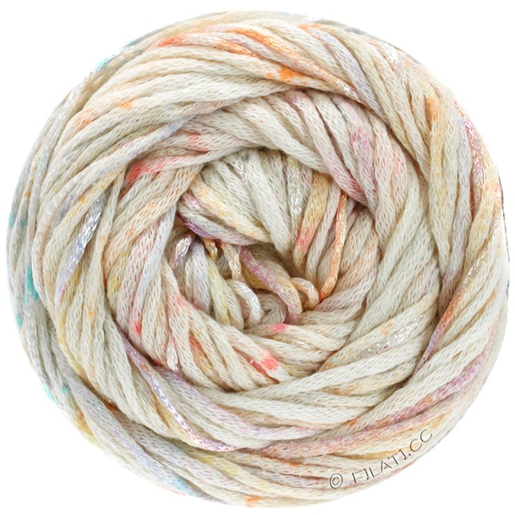 Lana Grossa ECCO Print | 101-color crudo/naranja/rosa/azul claro