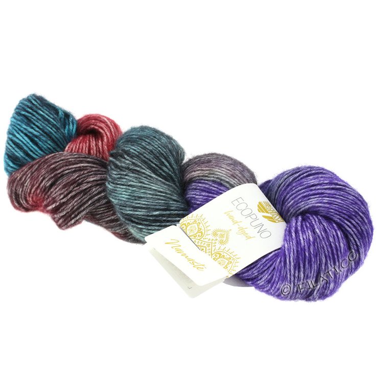 Lana Grossa ECOPUNO Hand-dyed | 501-gris oscuro/antracita/violeta/terracota/octanaje