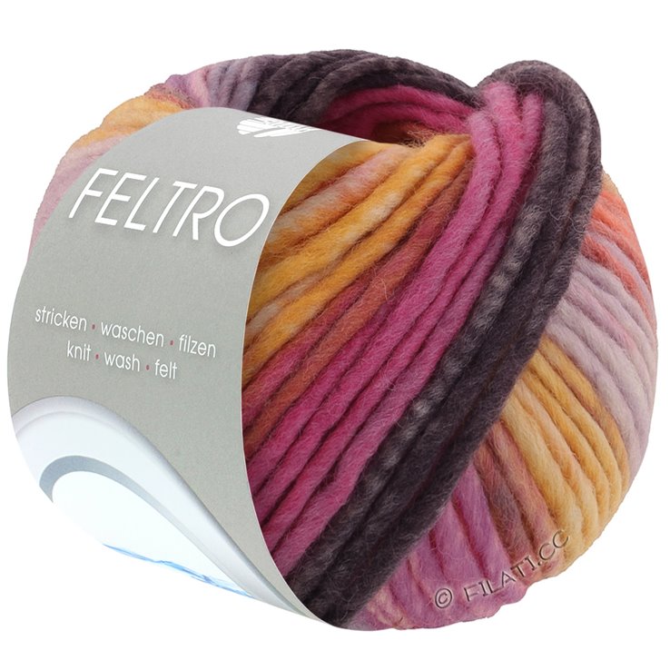 Lana Grossa FELTRO Bosco | 727-malva/naranja/amarillo/ciclamino/moca/gris púrpura/rosa vívida
