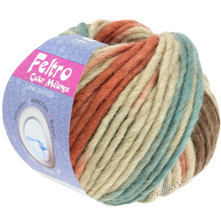 Lana Grossa FELTRO Color Melange | 1001-beige/rojo marrón/gris verde/marrón