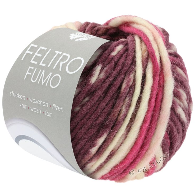 Lana Grossa FELTRO Fumo | 651-violeta antigua/rosa vívida/color crudo/baya/gris marrón