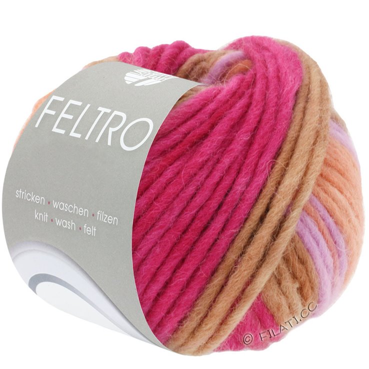 Lana Grossa FELTRO Line | 431-melocotón/salmón/lila/malva/rosa vívida