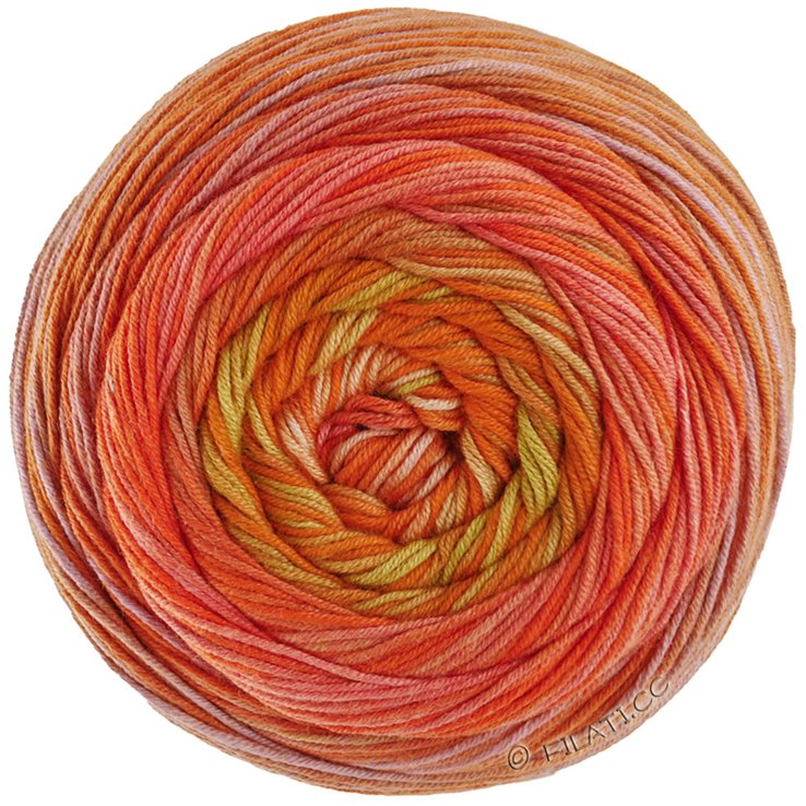 Lana Grossa GOMITOLO BALENO | 221-naranja/rosa salmón/beige/verde claro/verde beige