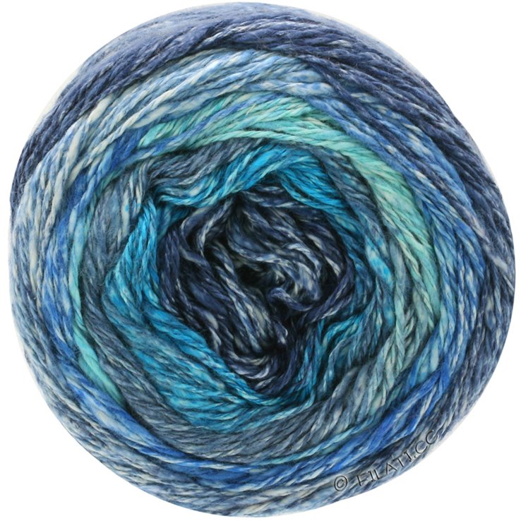 Lana Grossa GOMITOLO COLLINA | 1011-azul octanaje/azul oscuroro/tinta azul/turquesa/azul