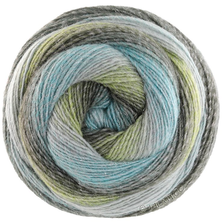 Lana Grossa GOMITOLO GALA | 4022-menta/gris azul/oliva claro/fango