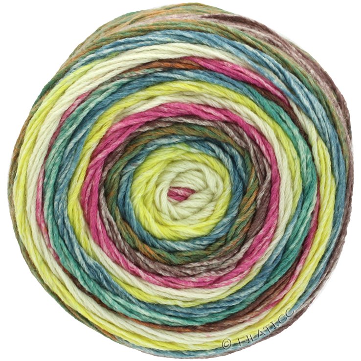 Lana Grossa GOMITOLO MEILENWEIT | 4012-verde claro/verde turquesa/octanaje/marrón oscuro/rosa vívida/naranja/amarillo limón