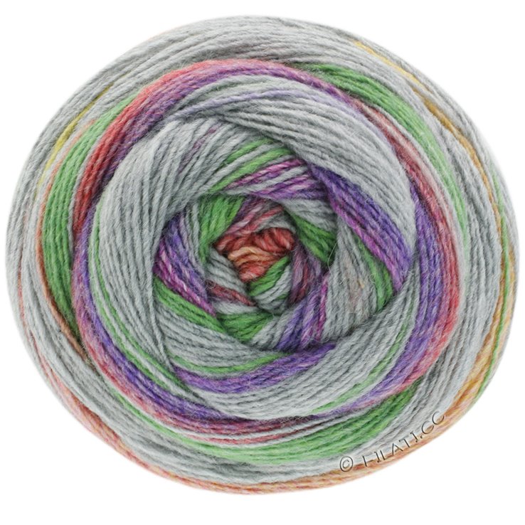 Lana Grossa GOMITOLO TOSCA | 162-gris/violeta/fucsia/verde/rosa vívida/amarillo