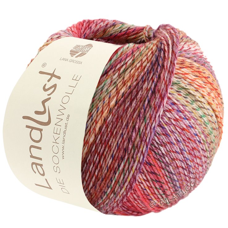 Lana Grossa LANDLUST DIE SOCKENWOLLE PRINT | 211-vino tinto/rojo di cereza/lila/malva/amarillo/verde/verde oscuro/marino mezcla