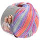 Lana Grossa LENA Print | 104-azul púrpura/naranja claro/rosa vívida/lila/gris claro