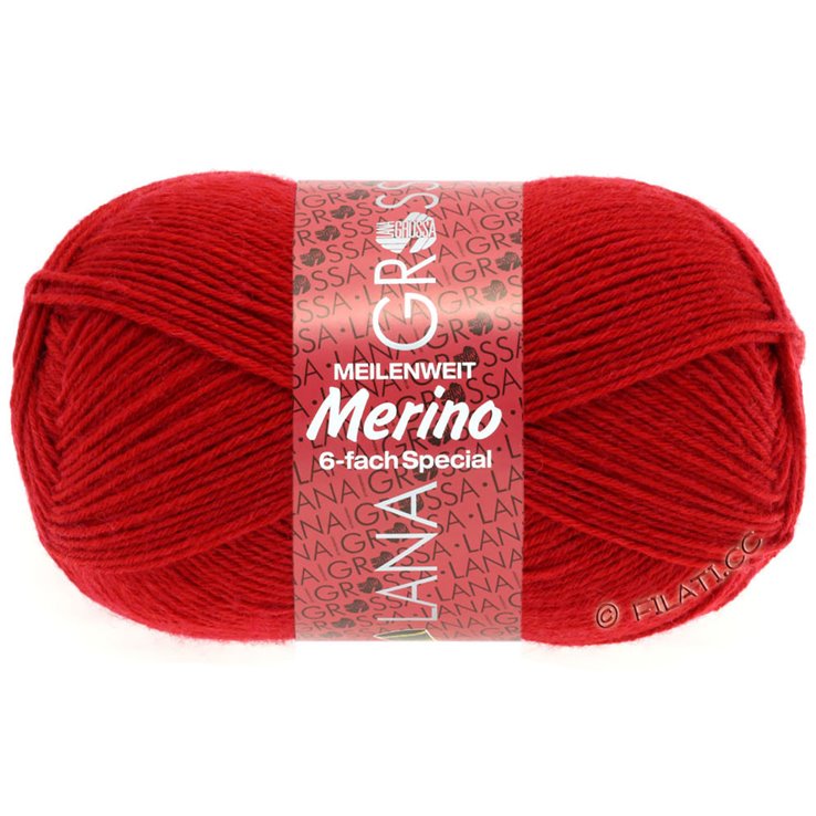 Lana Grossa MEILENWEIT 6-FACH 150g Merino | 01-rojo