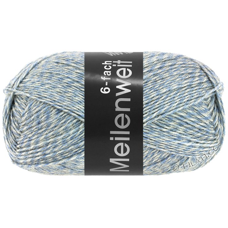 Lana Grossa MEILENWEIT 6-FACH 150g Mouliné/Tweed | 8502-azul claro/color crudo