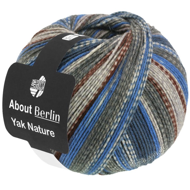 Lana Grossa MEILENWEIT 100g Yak Nature (ABOUT BERLIN) | 671-gris verde/beige/marrón oscuro/azul aciano/azul oscuroro/gris claro mezcla/gris oscuro mezcla