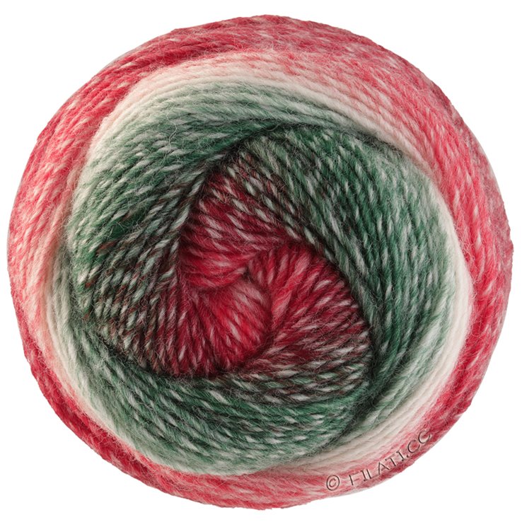 Lana Grossa GOMITOLO (Christmas Edition) | 114-rojo/color crudo/verde blanco/verde oscuro/zarzamora/Blanco rojo