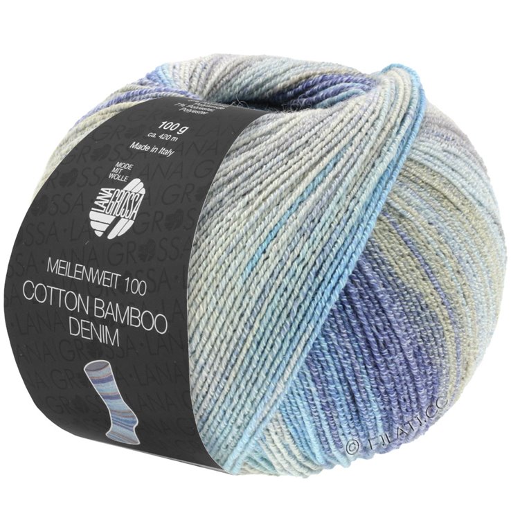 Lana Grossa MEILENWEIT 100g Cotton Bamboo Denim | 3311-gris plata/gris claro/gris/beige claro/azul claro/azul oscuroro