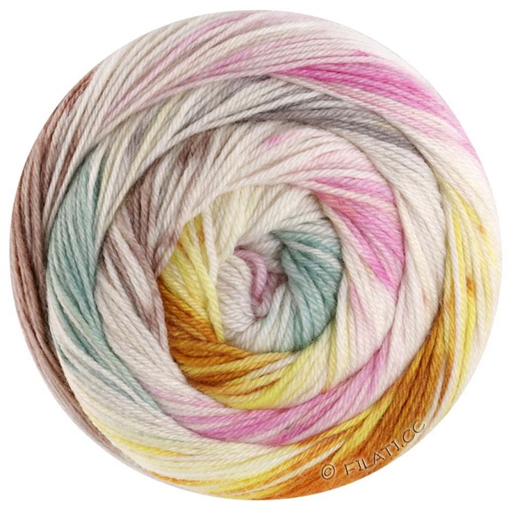 Lana Grossa MEILENWEIT 100g DUSK | 6206-jade/verde amarillento/color crudo/amarillo/caramelo/turrón/rosa