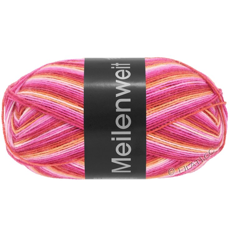 Lana Grossa MEILENWEIT 100g Intenso | 5521-fucsia/rosa vívida/rosa/albaricoque/geranio rojo