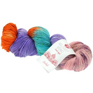 Lana Grossa MEILENWEIT 100g Merino Hand-dyed | 309-naranja/azul violeta/menta/verde amarillento/rosa/rosa vívida/azul claro