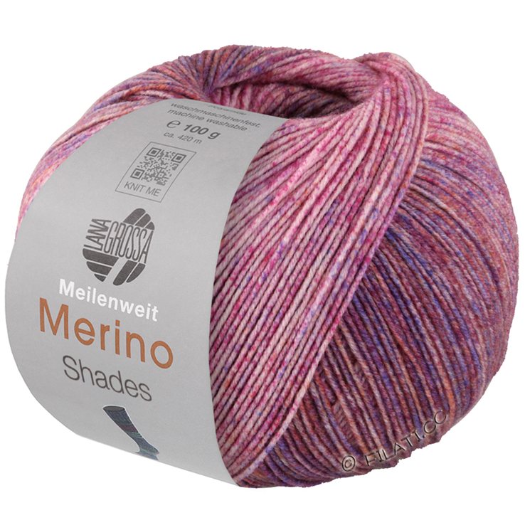 Lana Grossa MEILENWEIT 100g Merino Extrafine Shades | 7224-rosa/rosa vívida/ocre/azul violeta/rojo oscuro