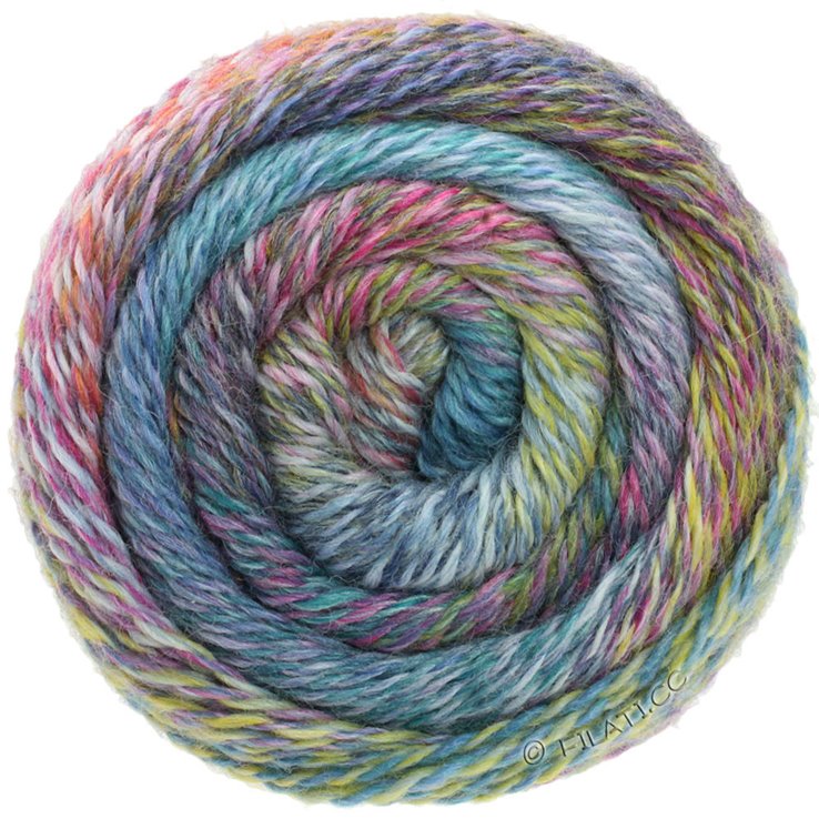 Lana Grossa MEILENWEIT 150g Rainbow | 101-octanaje/verde claro/verde negro/lila/amarillo mostaza/rojo violeta/gris claro/rosa vívida/jeans