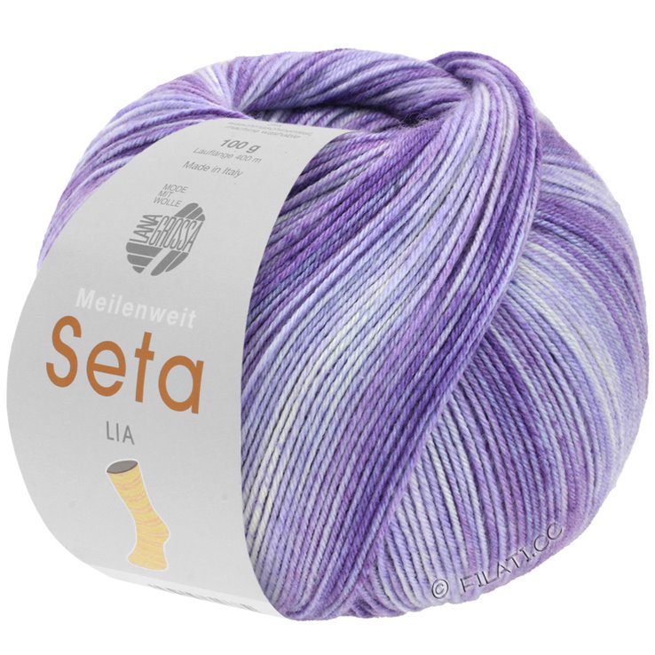 Lana Grossa MEILENWEIT 100g Seta Lia | 3581-purpura delicada/lila/azul violeta