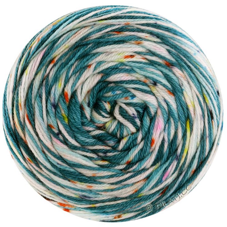 Lana Grossa MEILENWEIT 100g SPOTS | 7041-octanaje claro/octanaje oscuro/blanco/rosa vívida/amarillo/violeta