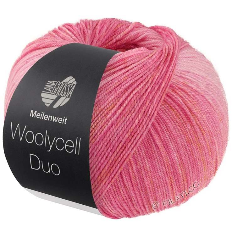 Lana Grossa MEILENWEIT 100g Woolycell Duo | 6001-rosa/rosa vívida/naranja pálido
