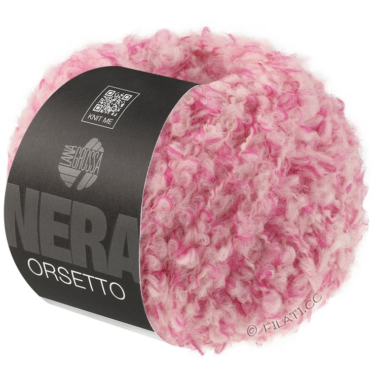 Lana Grossa ORSETTO Moulinè (Nera) | 101-rosa vívida/color crudo