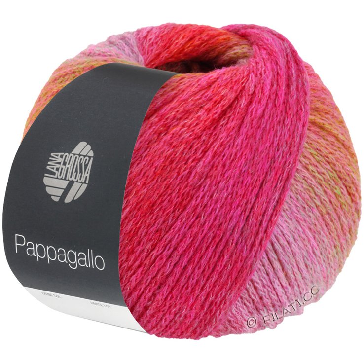 Lana Grossa PAPPAGALLO | 11-rosa vívida/marrón rojo/coral/frambuesa
