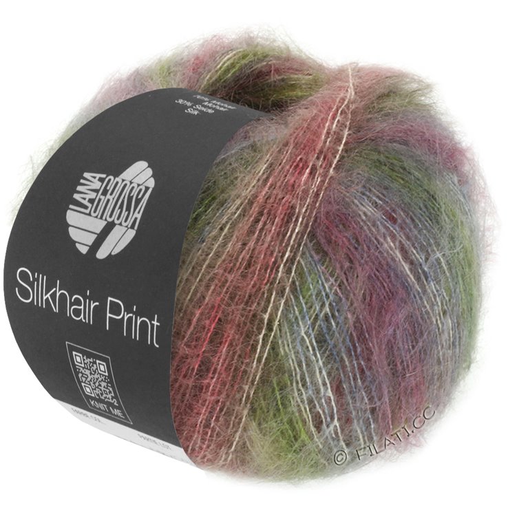 Lana Grossa SILKHAIR PRINT | 401-verde musgo/taupe/gris azul/rosa vieja/beige