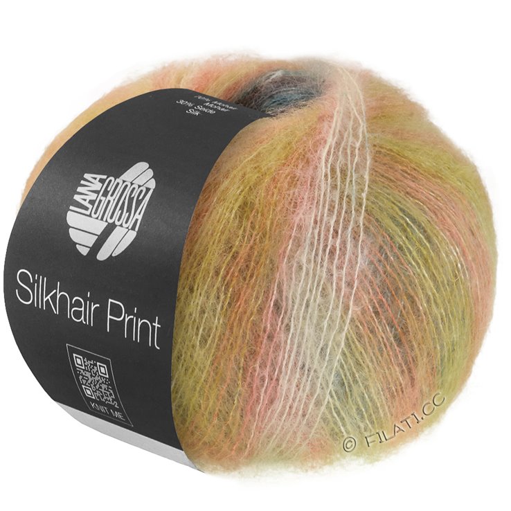 Lana Grossa SILKHAIR PRINT | 440-vainilla/crema/naranja/turquesa/amarillo mostaza/baya